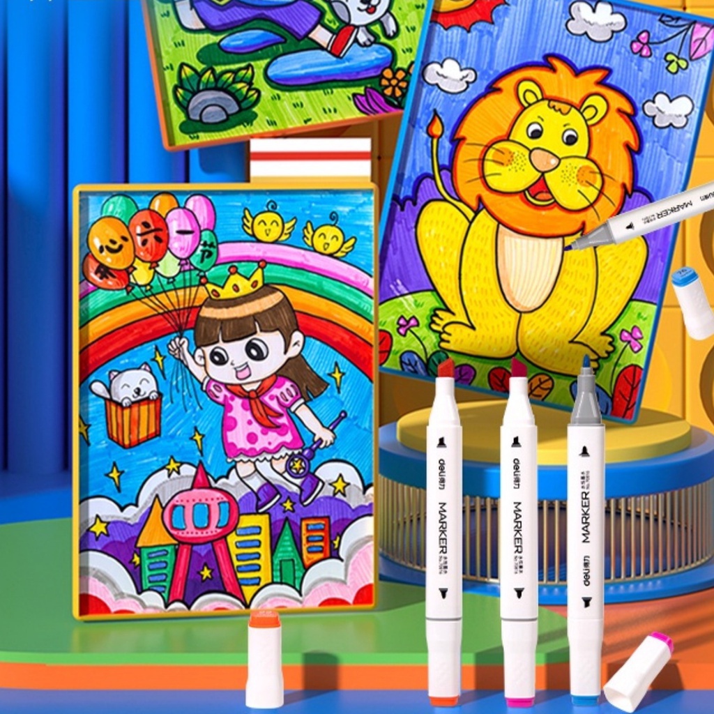 

Deli Marker Color Water Based / Spidol Sketch Double Nib (Bullet Nib Dan Chisel) 12 Hingga 80 Warna