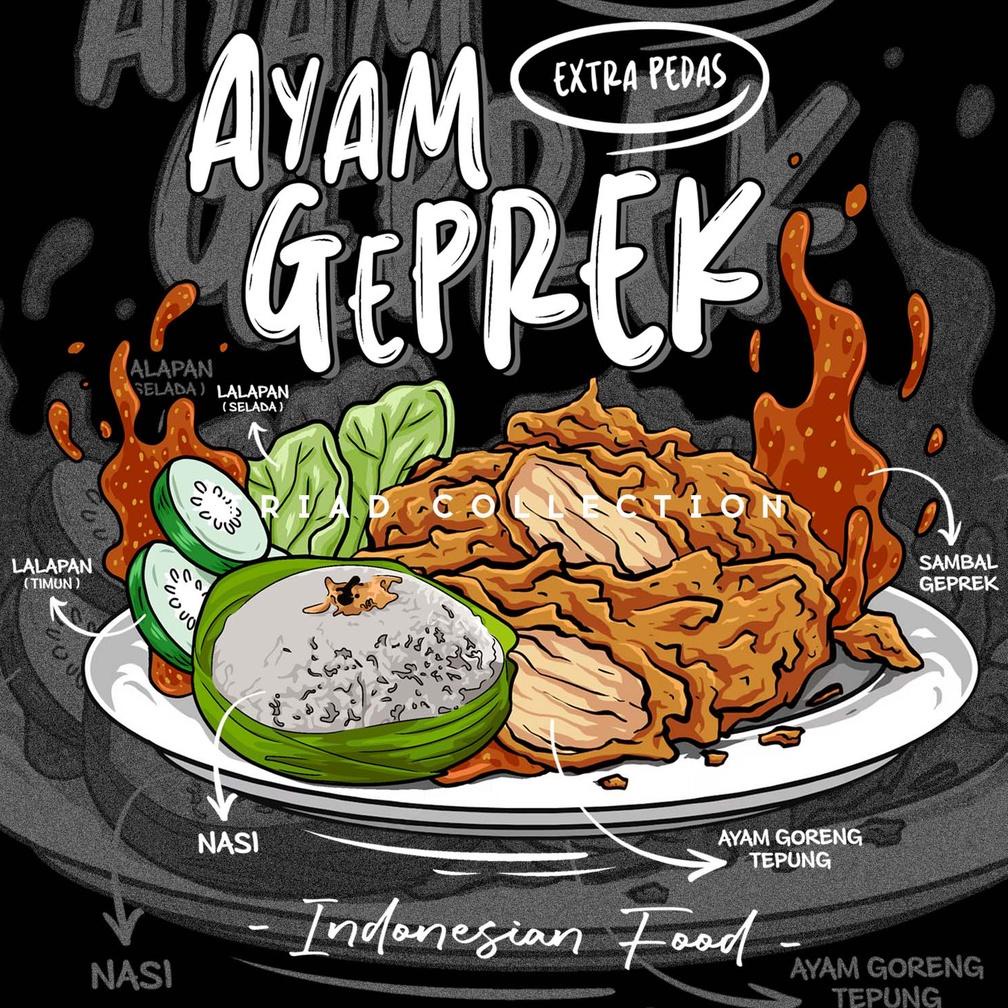 Kaos Indonesia Local Food Series AYAM GEPREK EXTRA PEDAS | Tshirt Culture Baju Distro Makanan Kuline