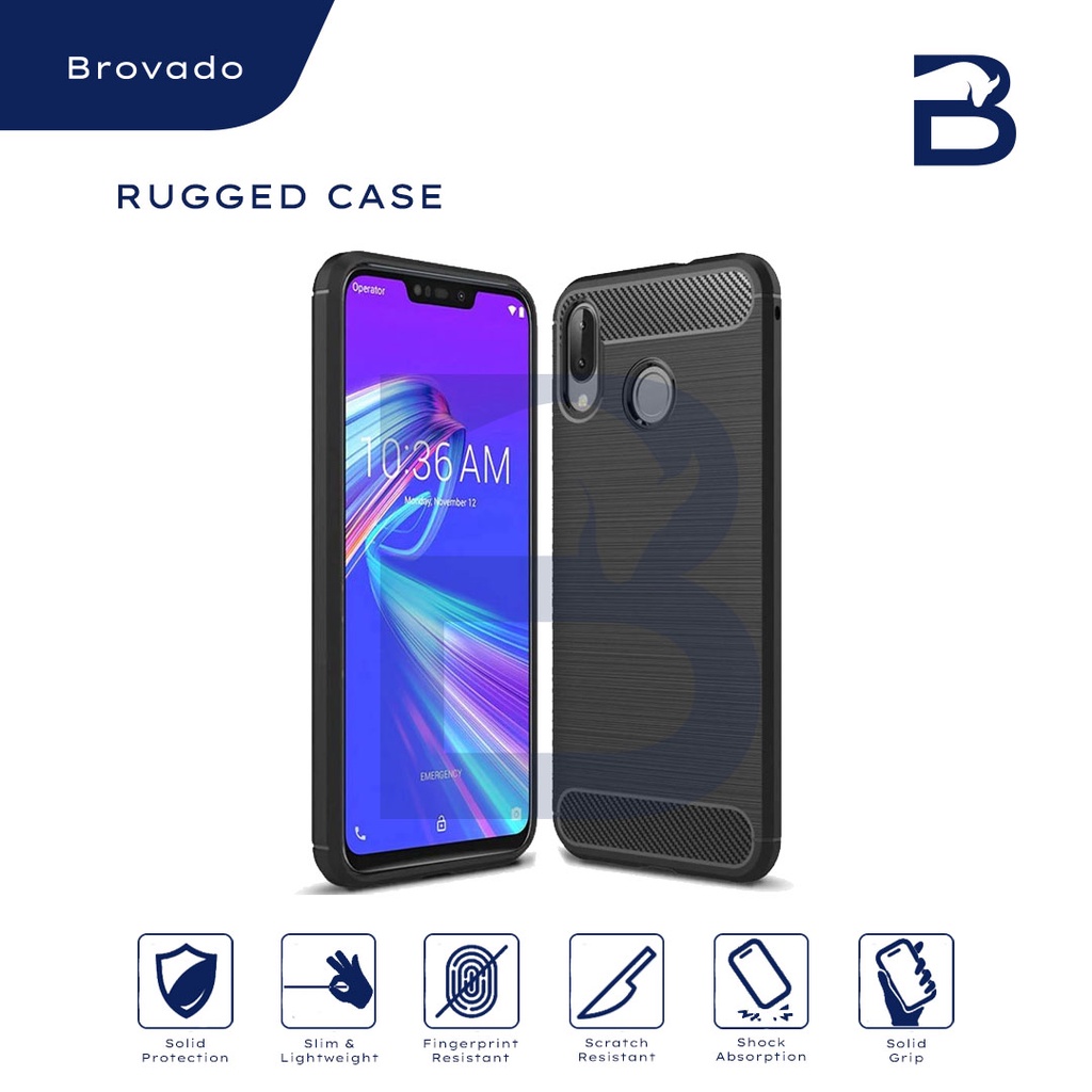 Casing Asus Zenfone 4 Max / 4 Selfie / 4 Pro Rugged Case Armor Carbon Motif Hitam