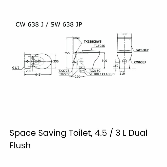 New Closed Duduk Toto Cw638 J /Toilet Duduk Toto Cw 638 J As 22 Cm Original