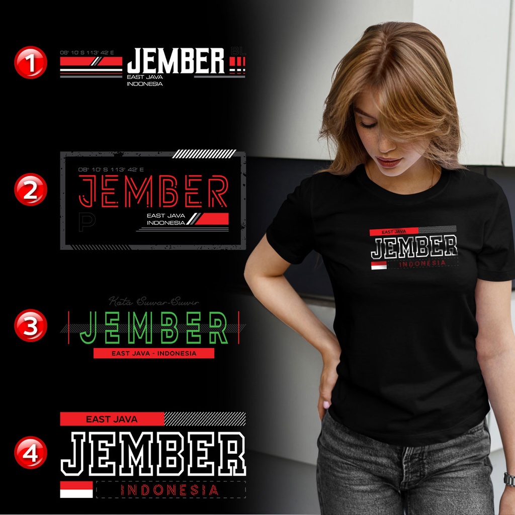 Kaos Distro JEMBER Premium - 4 PILIHAN DESAIN JEMBER - XJMR1