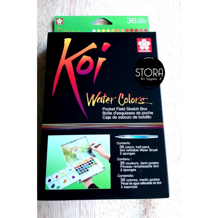 

SAKURA KOI WATER COLORS 36 COLOR SKETCH POCKET BOX SET / CAT AIR WARNA