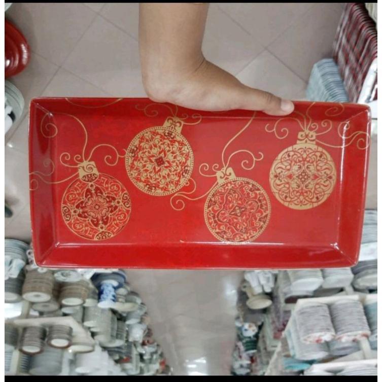 {PRI} Piring Keramik Nampan Lonceng SANGO Natal Christmas 2021 Red