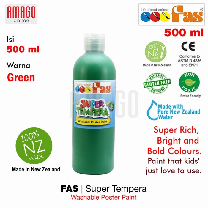 

Promo Fas - Super Tempera Washable Poster Paint - 500 Ml - Green - 058