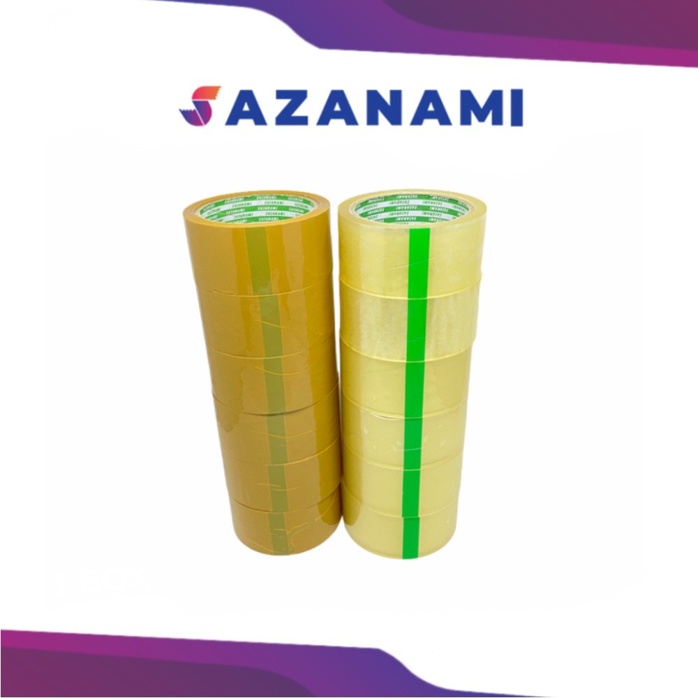 

1 Box Lakban Bening Coklat Sazana 2" X 72Y Isolasi Bening 45Mm X 72Y #Gojek Grab