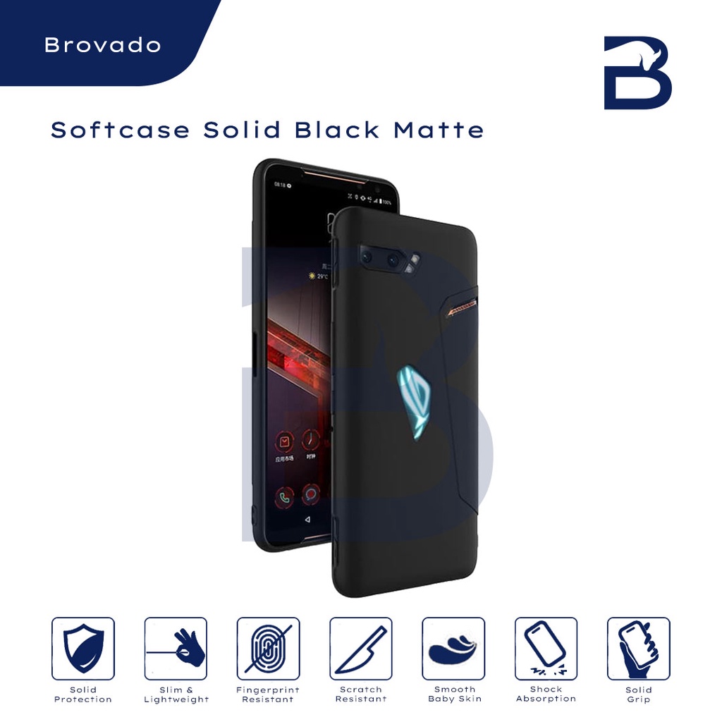 Casing Asus ROG 5 / 6 / 6 Pro Softcase Solid Black Matte Silikon TPU Hitam