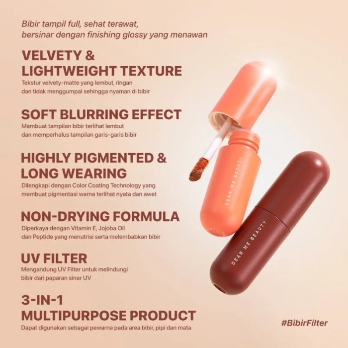 TERBARU dear me beauty velvet lip tint - Dear Diana (soft nude pink)