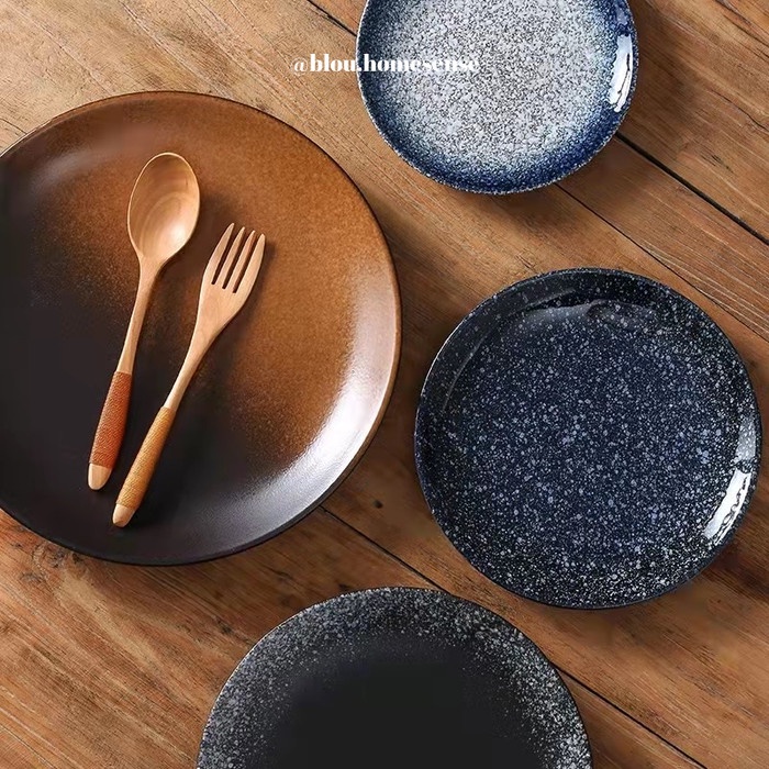 Promo Piring Keramik Hitam Aesthetic Piring Hotel Mewah Modern Estetik