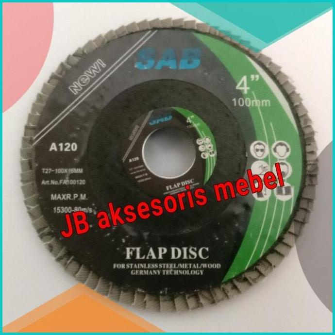 FLAP DISC 4" No 120 Merk SAB / MATA GERINDA AMPLAS GOSOK SUSUN No 120