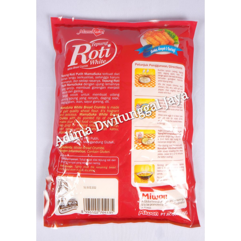 

Mamasuka White Bread Crumbs 1Kg / Tepung Roti Putih Mamasuka 1000Gr