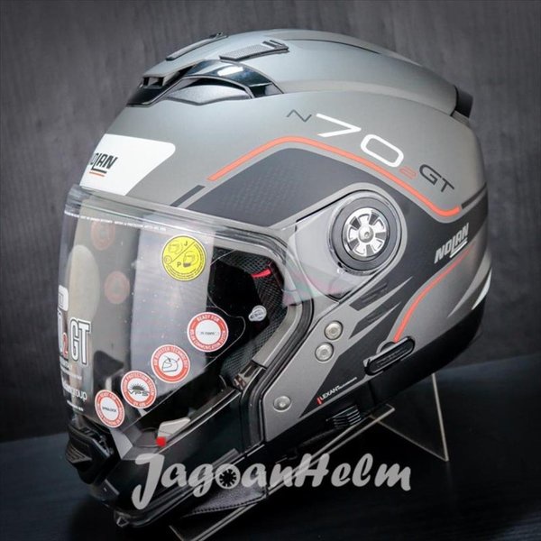 Nolan Helm N70.2 Gt Flywheel N-Com #052 Flat Lava Grey N702 Gt