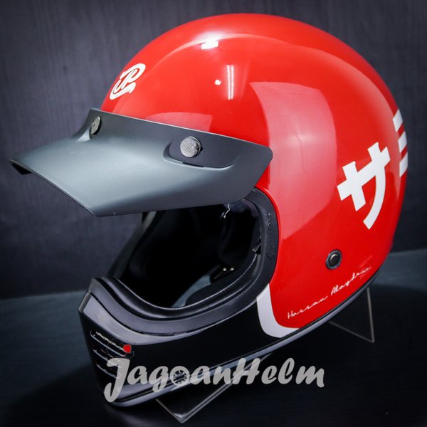 Jpx Helm Jp Signature Baba - Red Ferrari- Retro Classic Ddring