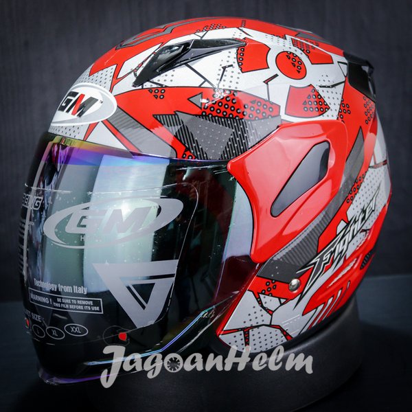 Gm Helm Fighter Muscle Power- Red Black -Single Visor