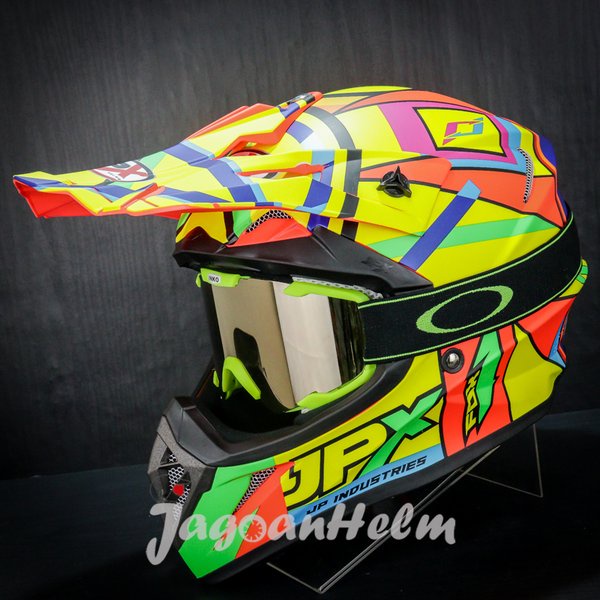 Jpx Helm Cross Fox 1 X4 Sunmonth-Fluo Red Doff- Goggkle Inko - Fox1 Motocross