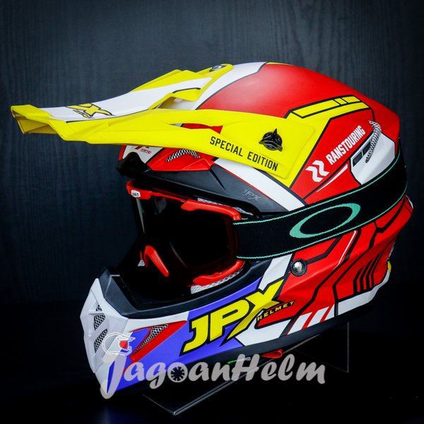 Jpx Helm Fox1 Vts Rans Fluo Red Doff Goggle