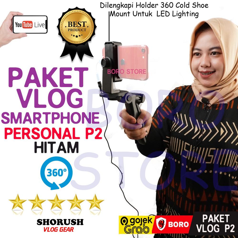 Terlaris Paket Vlog HP Personal P1 Vlogger Vlogging Livestreaming Microphone Mic Clip on Smartphone 