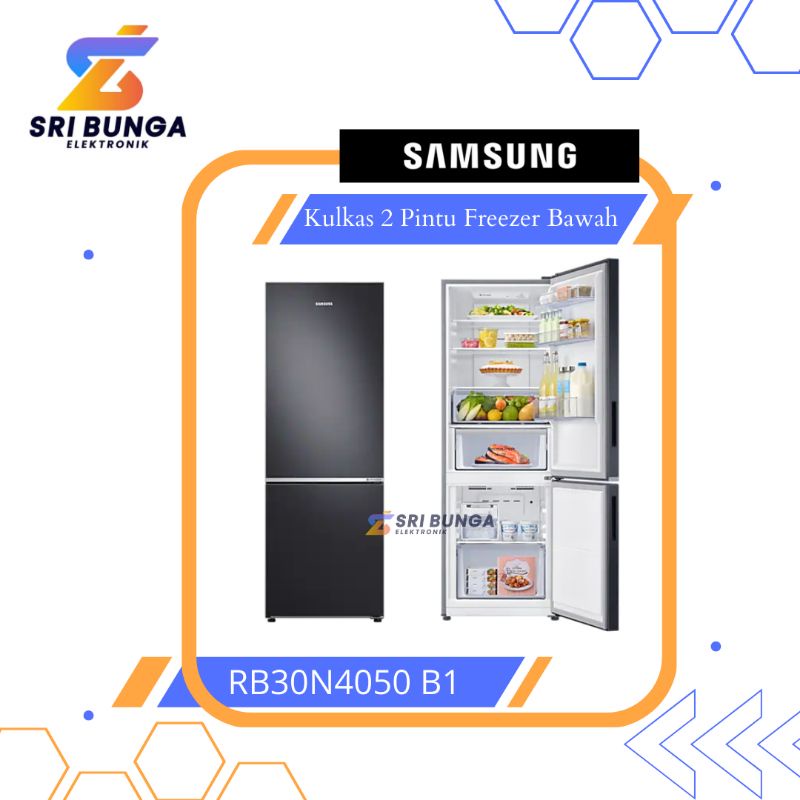 SAMSUNG Kulkas 2 Pintu Bottom Freezer Bawah RB30N4050B1 Digital Inverter 315 Liter RB30