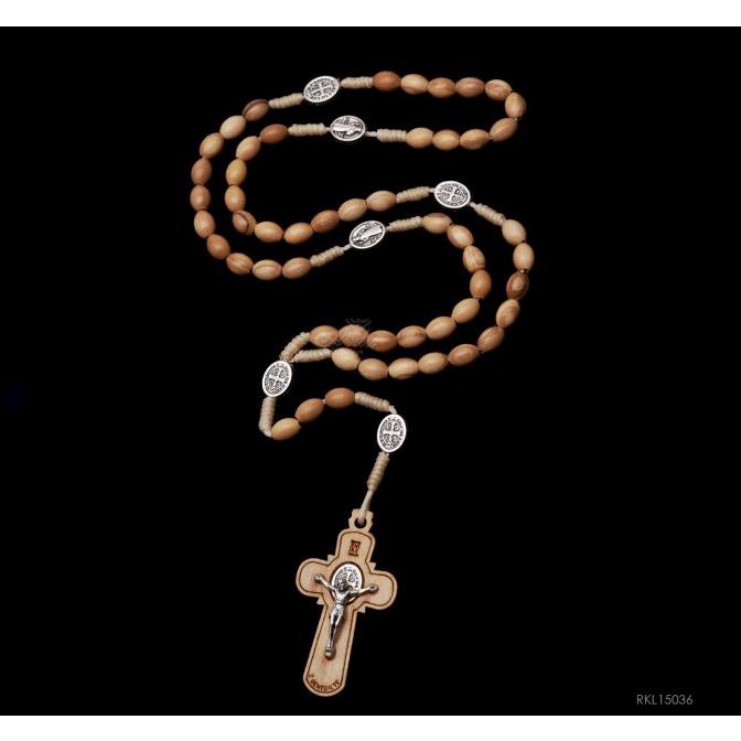 Rosario Kayu Salib Medali St. Benedict Italy Katolik Berkualitas