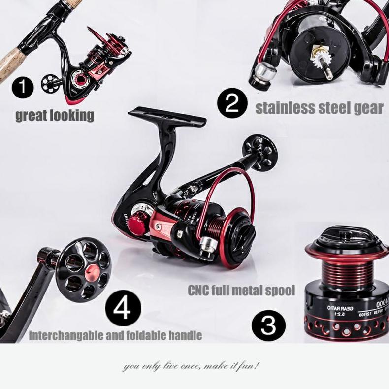 Cod Gold Sharking Lk7000 Lk5000 Lk2000 Series Reel Pancing Spinning Fishing 5.2:1 / 4.7:1 Ball Beari