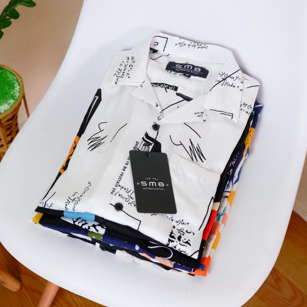 Promo Baju Kemeja Pantai Hawai Rayon Pria Cuban Printing Vintage Full Print Motif Abstrak Original