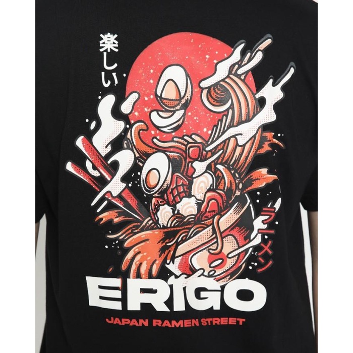TERLARIS - KAOS UNISEX ERIGO T-SHIRT RAMEN STREET BLACK