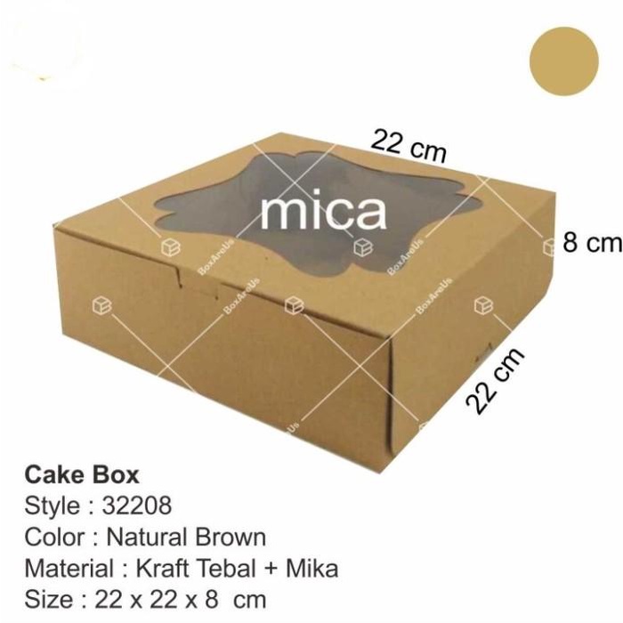 

Dus Kue Bolu Tart Kraft 22X22 / Kemasan Packaging Kue 32208 B 060