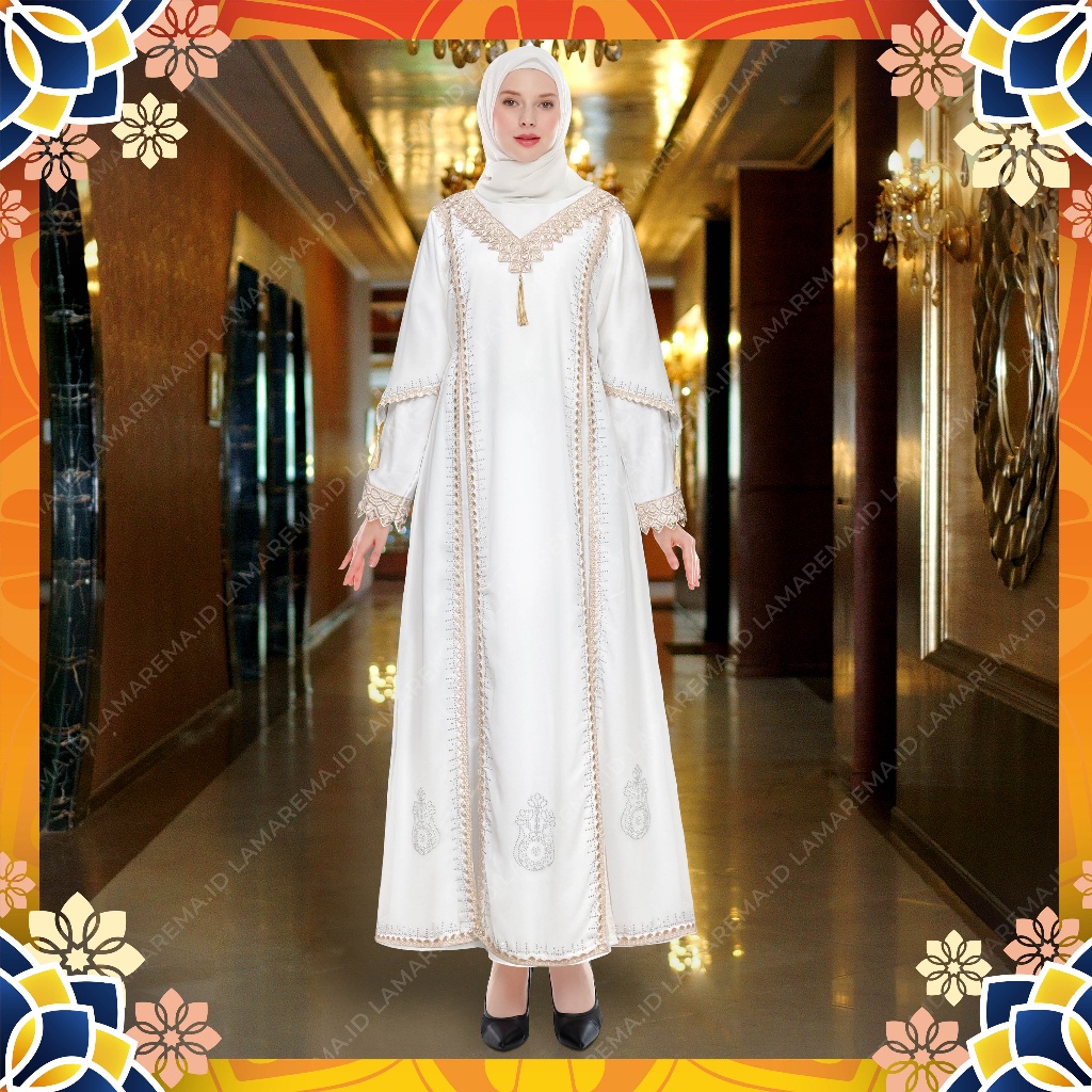 J78 GAMIS PUTIH ABAYA RENDA COKLAT EDN 019 N1G