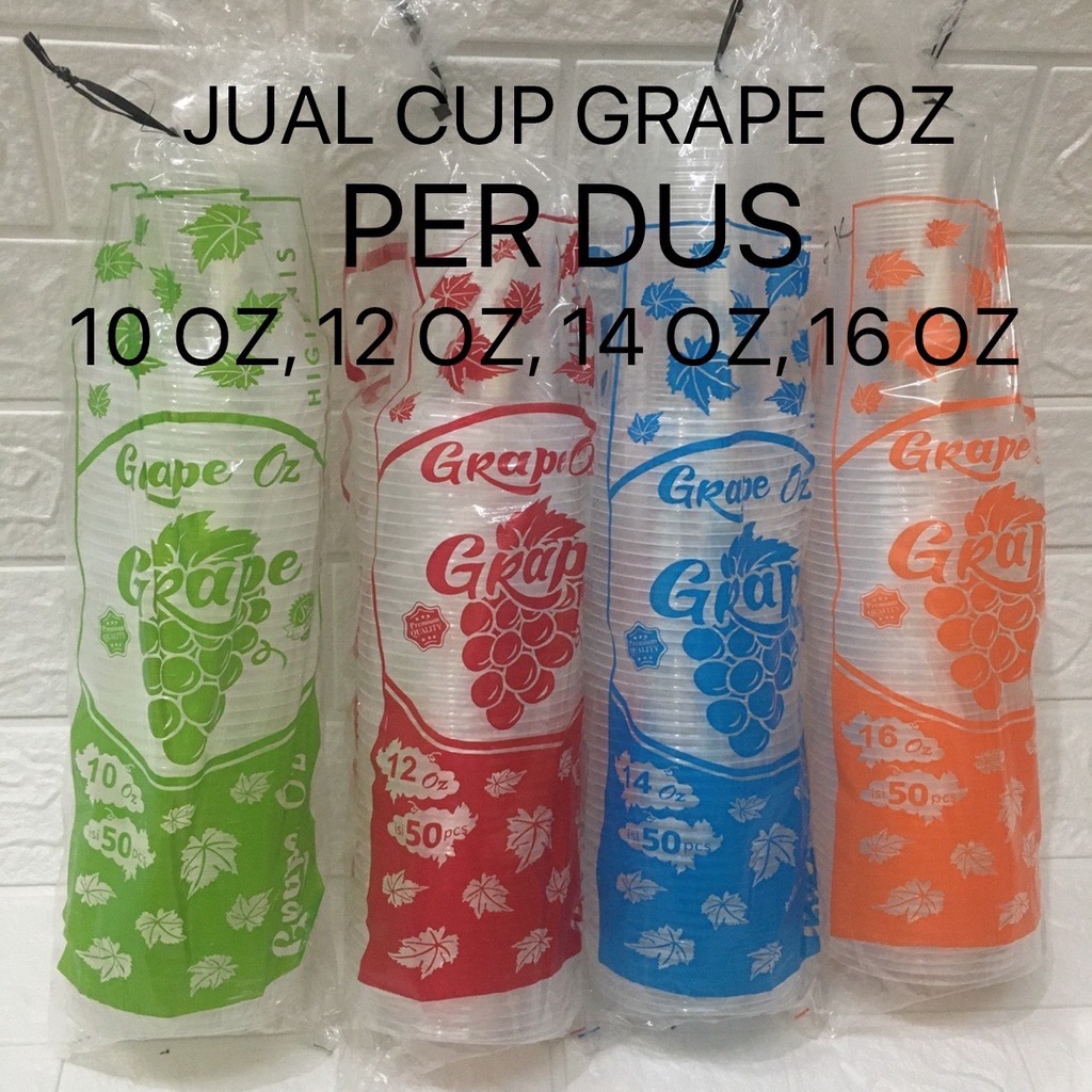 1 Dus Gelas Plastik Cup Grape 10Oz / 12Oz / 14Oz / 16Oz Grape Gelas Plastik