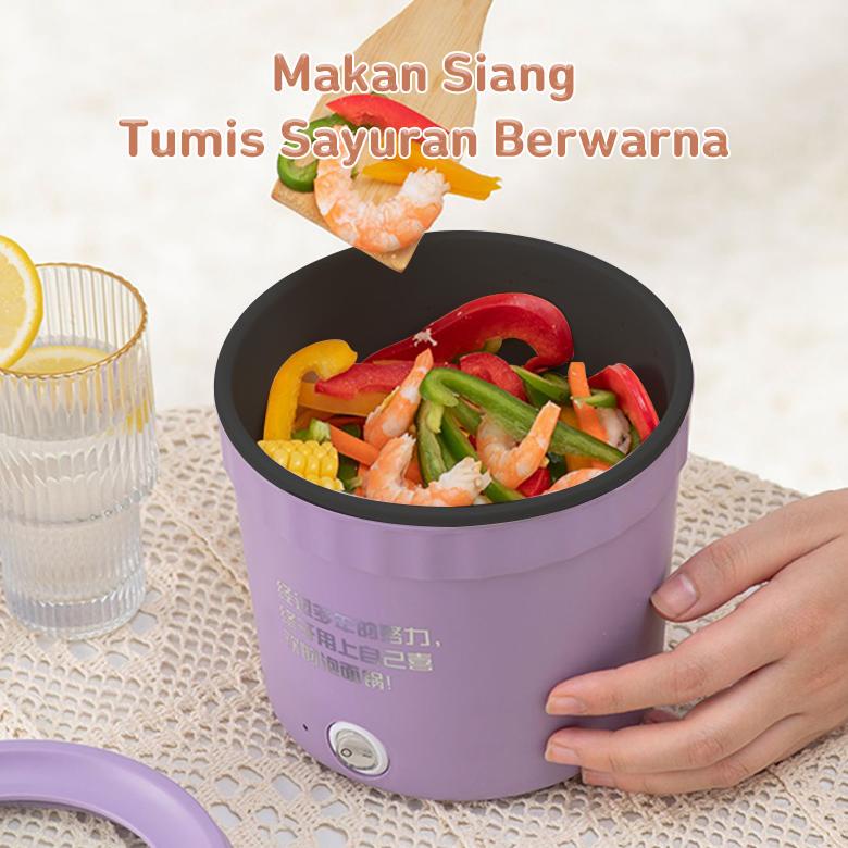 Panci Listrik Mini Anti Lengket - Electrik Cooking Pot Mini Nasi Mie Sup Hotpot- Mini Rice Cooker Pe