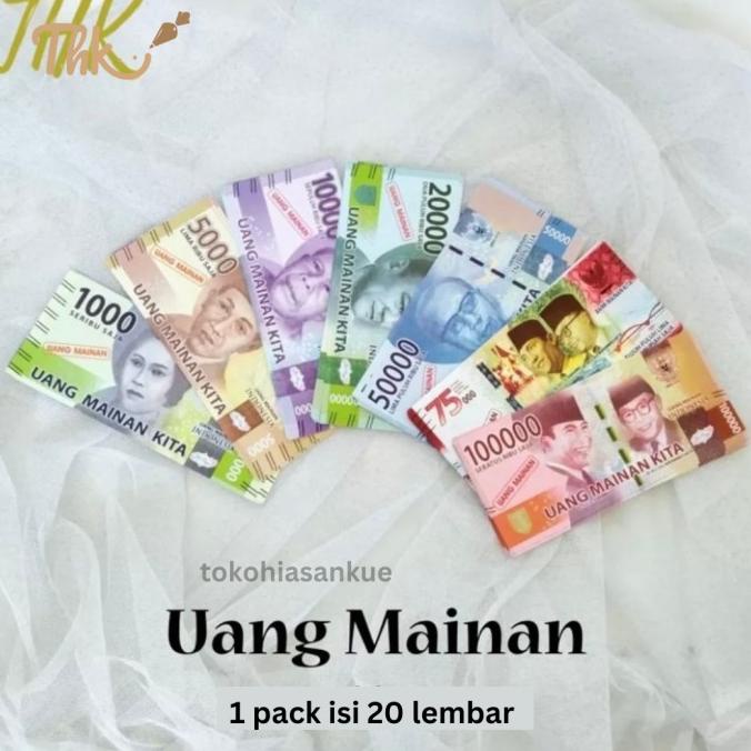 Kualitas terbaik] 20 lembar Uang Duit Mainan Mahar Money Cake