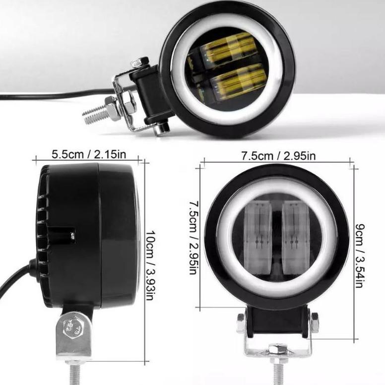 Update - Lampu Tembak Depan 24 Volt LED CWL Daymaker Mini Truk Bus Canter Fuso Jeep Angel Eye 2 Mata