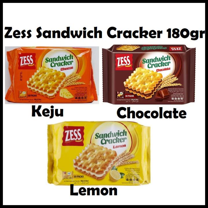 

BEST DEAL BISKUIT ZESS SANDWICH CRACKER 180GR (10BKS) KEJU / COKELAT / LEMON !!!!!!!