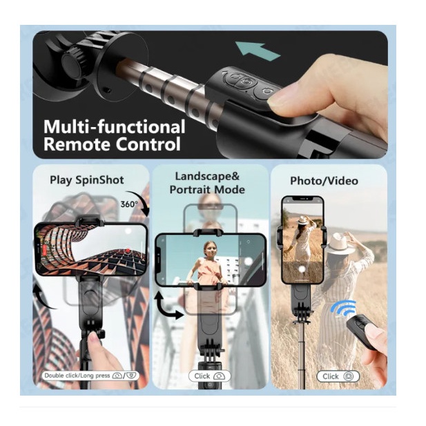 Gimbal Stabilizer Hp L09 Selfie Stick Tripod Shooter Lampu Smartphone