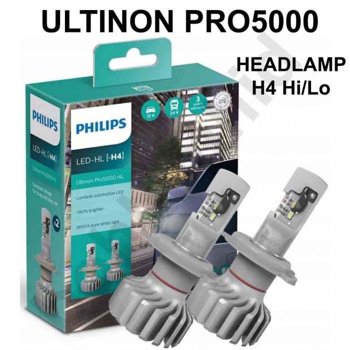 Lampu Led Philips Ultinon H4 Hi/Lo Pro5000 Pro 5000 Headlamp Ready