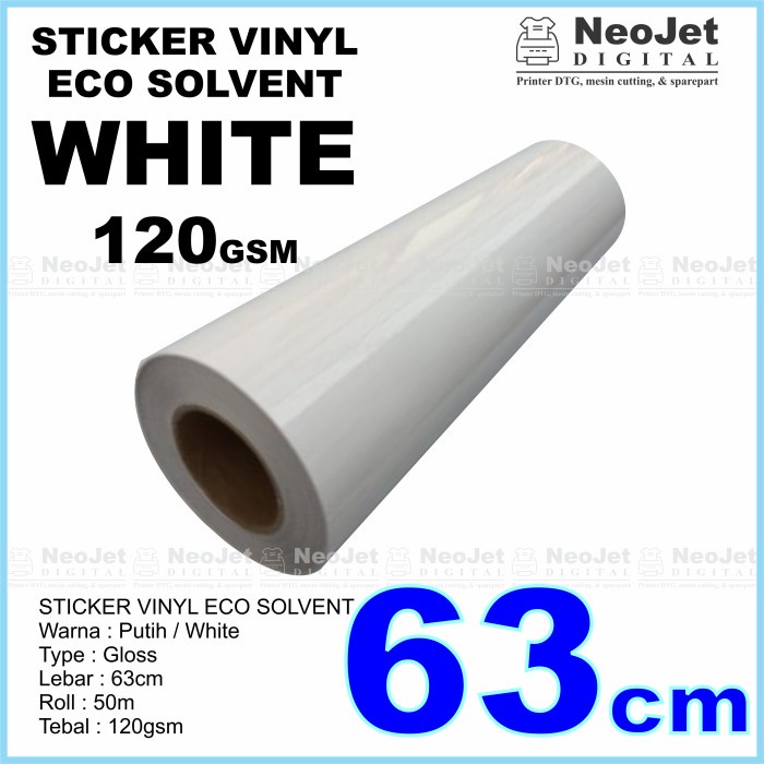 

✨Ready Sticker Vinyl Eco Solvent Roll 63 Cm White 50 Meter Putih Murah Limited