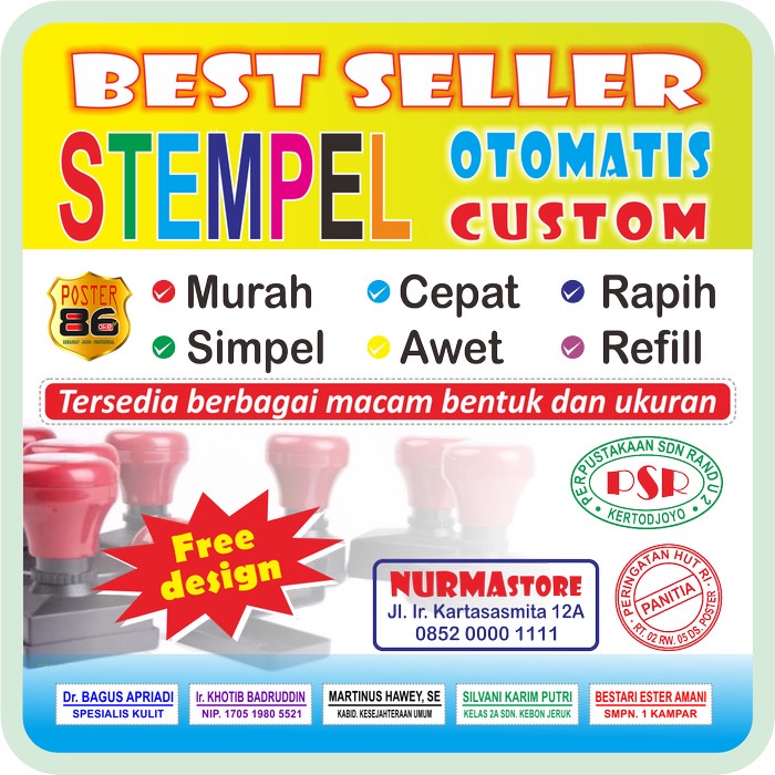 

Terbatas Stempel Custom Otomatis Tinta Didalam Bisa Refill Bebas Ongkir