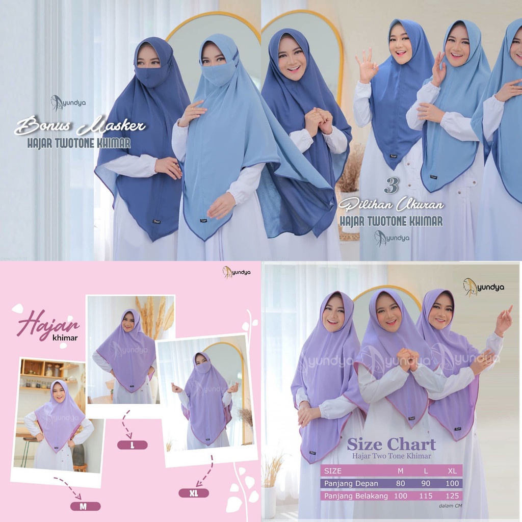 STYLISH HIJAB DAILY KHIMAR SYARI HAJAR KHIMAR JILBAB INSTAN BOLAK BALIK by AYUNDYA
