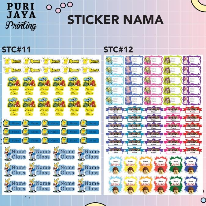 

] STIKER LABEL NAMA ANAK WATERPROOF 2 UKURAN A4