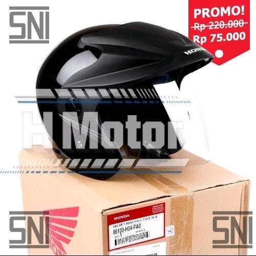 Honda ORI SNI Half Face Helm Helmet Half Face TRX 3 MURAH - HITAM