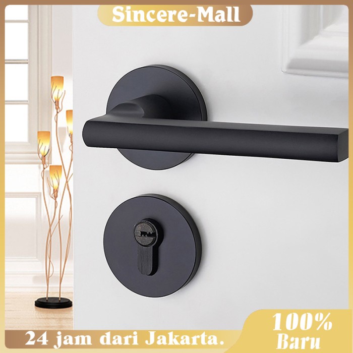 HANDLE PINTU PISAH KUNCI PINTU PISAH HITAM PEGANGAN KUNCI PINTU SET