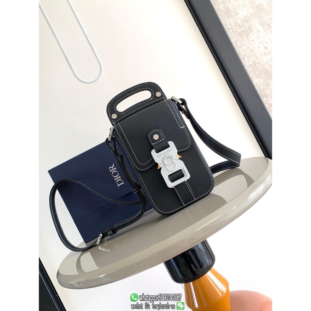 Dior oblique smartphone holder sling crossbody shoulder cellphone bag with snaplock closure