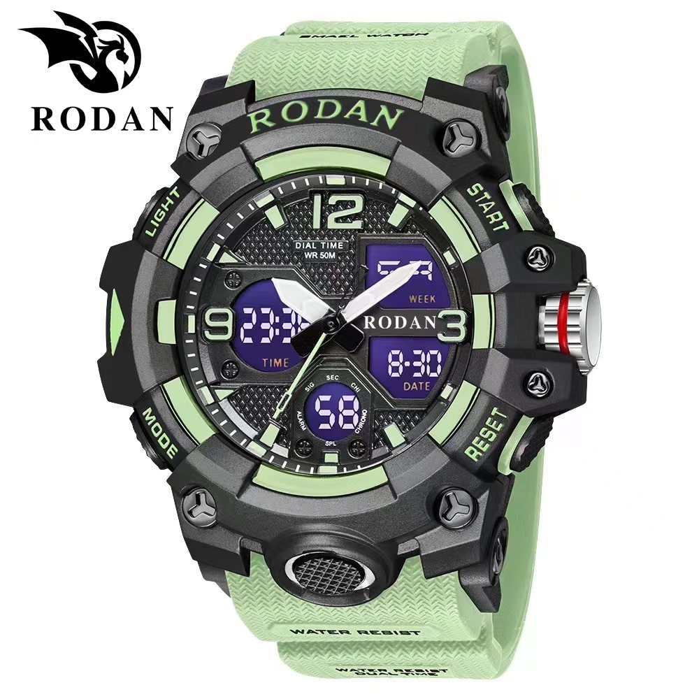 Rodan Jam Tangan Sport 8008 Arloji Jam Tangan Pria Dual Time Rubber Tahan Air 50Meter