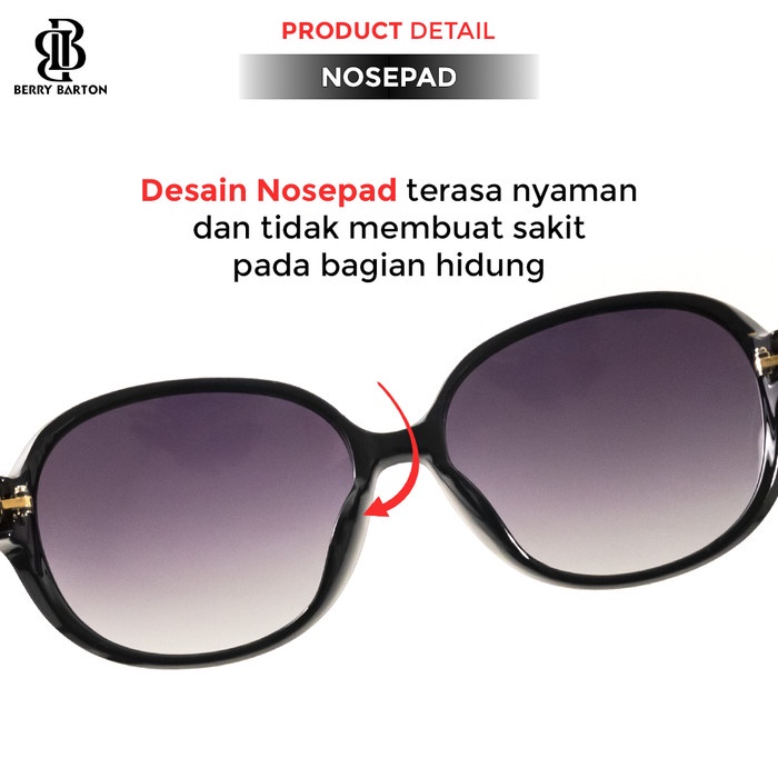 Kacamata Hitam Anti UV Polarized Wanita Frame Oval Berrybarton 6004