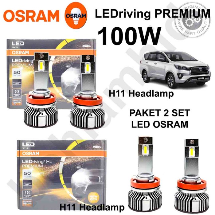 2Set Led Innova Reborn Osram 50W H11 Headlamp + H11 Foglamp Ready