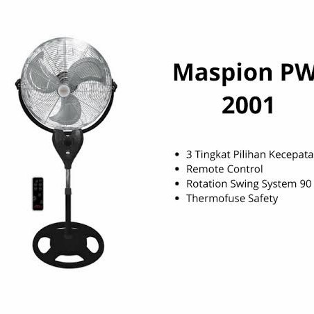 ~~~~~] KIPAS ANGIN MASPION PW2001RC STAND FAN PW 2001RC 20IN BESI + REMOT
