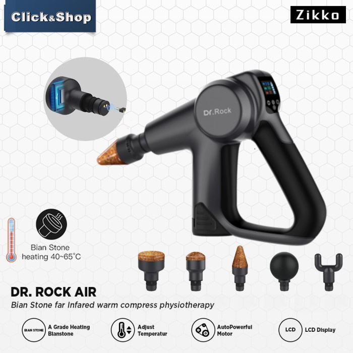 Zikko Dr Rock Air Massage Gun Bian Stone Far Infrared - Grey Erin MI