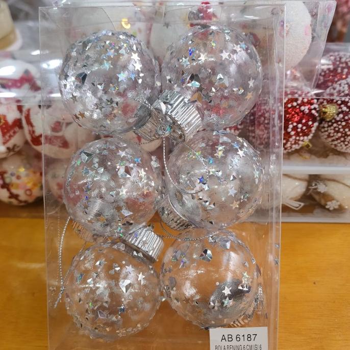 

New Bola Natal Isi 6 Warna Putih 6Cm Dekorasi Pohon Natal Hiasan Murah Limited Edition