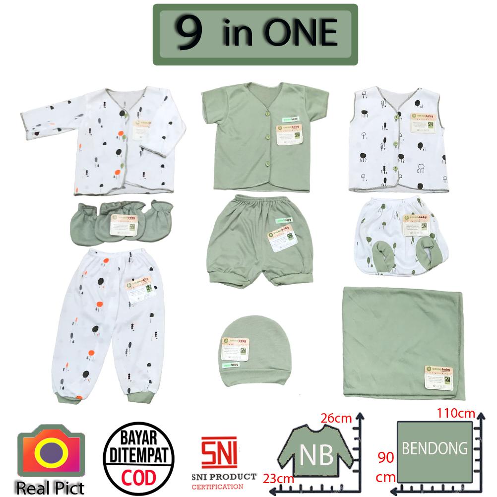 9 In1 Baju Bayi Set Kado Pakaian Bayi Baru Lahir Lengkap Topi Bedong Sarung Tangan Dan Sarung Kaki P