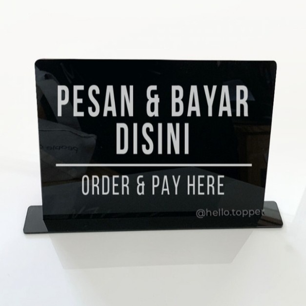 

Sign Board Acrylik Pesan & Bayar Disini Timbul - Dasar Hitam Elegan