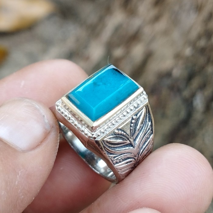 [Baru] Natural Cincin Batu Bacan Doko Gulau Serat Kura Model Kotak Cuting Terbaru